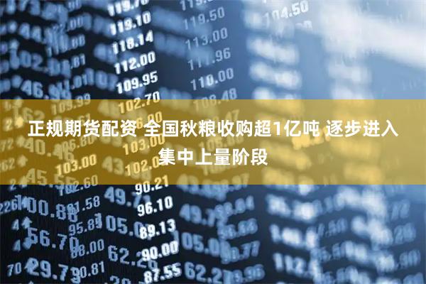 正规期货配资 全国秋粮收购超1亿吨 逐步进入集中上量阶段