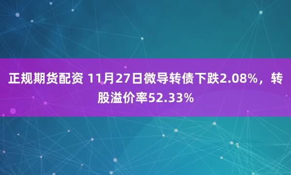 正规期货配资 11月27日微导转债下跌2.08%，转股溢价率52.33%
